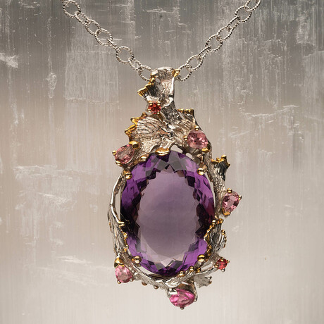 Amethyst, Pink Sapphire, Garnet, and Rubellite Pendant
