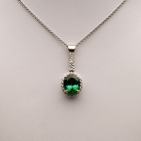 Chrome Tourmaline with Diamonds Pendant