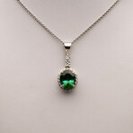 Chrome Tourmaline with Diamonds Pendant
