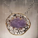 Druzy Grape Agate, Rhodolite, and Garnet Pendant