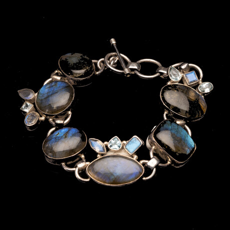 Adjustable Labradorite and Blue Topaz Bracelet