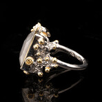 Ammolite, Spectrolite, Peridot, and Citrine Ring // Size 7