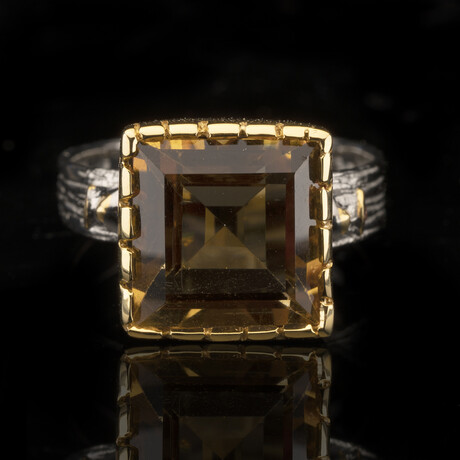 Citrine and Orange Sapphire Ring // Size 7.5