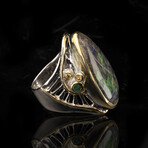Matrix Opal, Emerald, and Sapphire Ring // Size 7.5
