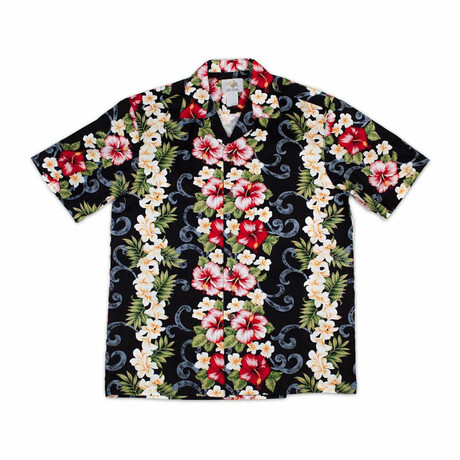 Hibiscus Panel Shirt // Black (Small)