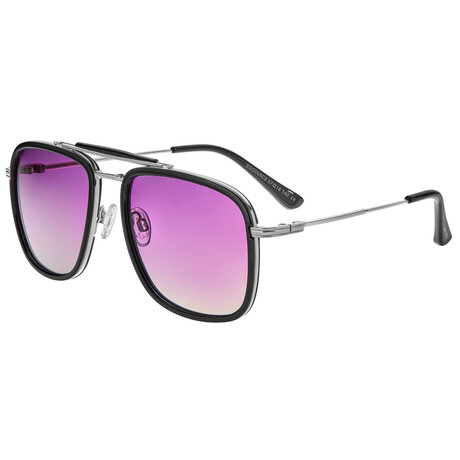 Flyer Polarized Sunglasses // Black Frame + Purple Lens