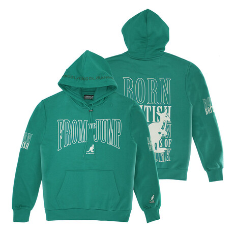 Graphic Screen-Printed + Embroidered Hoodie // Emerald (S)