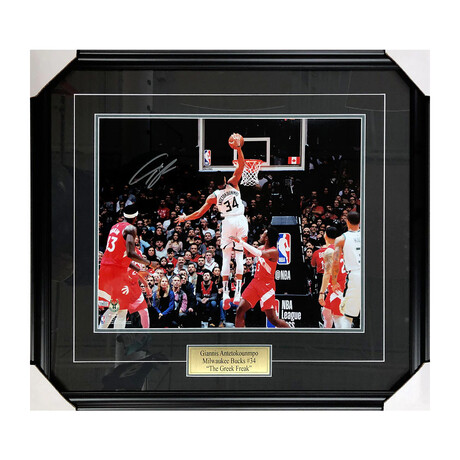 Giannis Antetokounmpo Framed Autographed Milwaukee Bucks 16X20 Photo