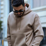 Oversized Kangaroo Pocket Hoodie Sweatshirt // Beige (S)