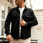 Suede Shirt Jacket // Black (2XL)