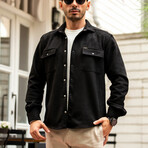 Suede Shirt Jacket // Black (XL)