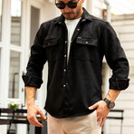 Suede Shirt Jacket // Black (2XL)
