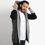 Patterned Sleeve Poncho Cardigan // Light Gray (S)