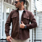 Suede Shirt Jacket // Brown (S)