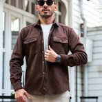 Suede Shirt Jacket // Brown (S)