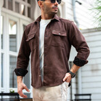 Suede Shirt Jacket // Brown (S)