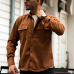Suede Shirt Jacket // Brown Coffee (L)
