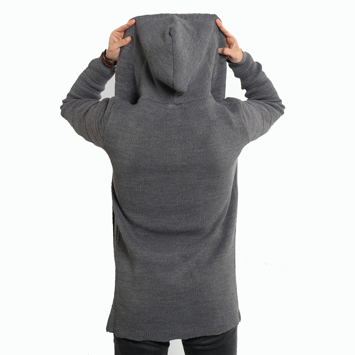 Plain Hooded Poncho Cardigan // Smoked (XL) - Valiberta - Touch of Modern