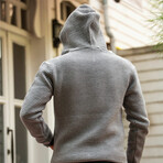 Hooded Zip-Up Knitwear Jacket // Light Gray (S)