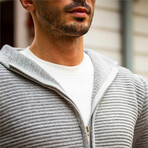 Hooded Zip-Up Knitwear Jacket // Light Gray (S)