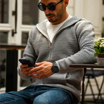 Hooded Zip-Up Knitwear Jacket // Light Gray (S)