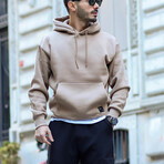 Oversized Kangaroo Pocket Hoodie Sweatshirt // Beige (S)