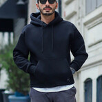 Oversized Kangaroo Pocket Hoodie Sweatshirt // Black (S)