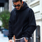 Oversized Kangaroo Pocket Hoodie Sweatshirt // Black (S)