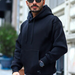 Oversized Kangaroo Pocket Hoodie Sweatshirt // Black (S)
