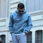 Oversized Kangaroo Pocket Hoodie Sweatshirt // Light Blue (S)