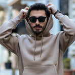 Oversized Kangaroo Pocket Hoodie Sweatshirt // Beige (S)