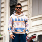 Patterned Oversized Sweatshirt // Orange + Blue (S)