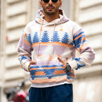 Patterned Oversized Sweatshirt // Orange + Blue (S)