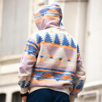 Patterned Oversized Sweatshirt // Orange + Blue (S)