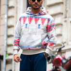 Patterned Oversized Sweatshirt // Blue + Red (S)