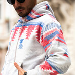 Patterned Oversized Sweatshirt // Blue + Red (S)
