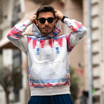 Patterned Oversized Sweatshirt // Blue + Red (S)