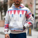 Patterned Oversized Sweatshirt // Blue + Red (S)