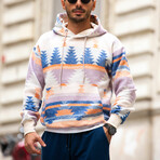 Patterned Oversized Sweatshirt // Orange + Blue (S)