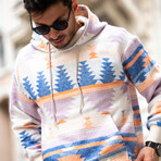 Patterned Oversized Sweatshirt // Orange + Blue (S)