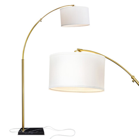 Logan // LED Arc Floor Lamp With Marble Base (Black)