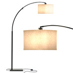 Logan // LED Arc Floor Lamp With Marble Base (Black)