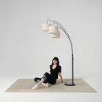 Trilage // LED Arc Floor Lamp With Marble Base + Adjustable Arms (Black)