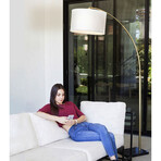 Logan // LED Arc Floor Lamp With Marble Base (Black)