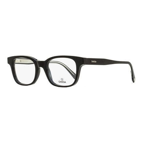 Omega // Men's Rectangular OM5004H 001 Optical Frames // Black Crystal