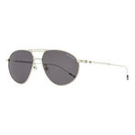 Montblanc // Men's Aviator MB0110S 001 Sunglasses // Silver + Gray
