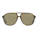 Montblanc // Men's Pilot MB0118S 002 Sunglasses // Havana Ruthenium + Brown