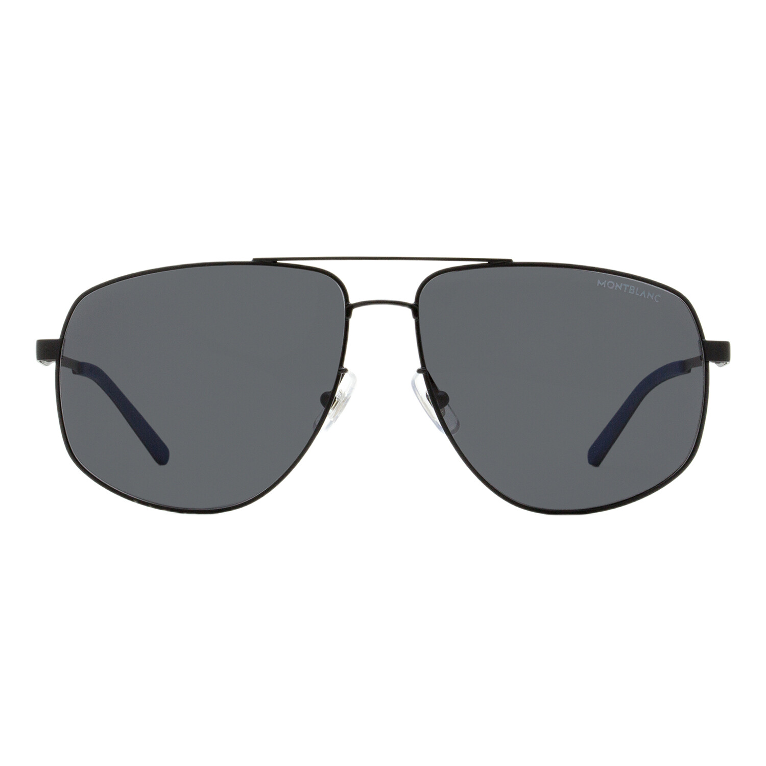 Montblanc // Men's Navigator MB0102S 001 Sunglasses // Matte Black-Blue ...