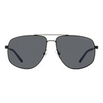 Montblanc // Men's Navigator MB0102S 001 Sunglasses // Matte Black-Blue + Gray