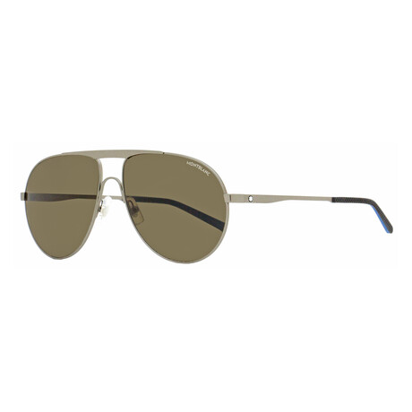Montblanc // Men's Pilot MB0119S 002 Sunglasses // Ruthenium Black + Brown